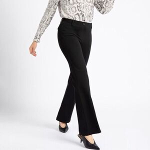 (S Petite) Betabrand Black Ponte Bootcut Classic Dress Pant Yoga Pant Trousers
